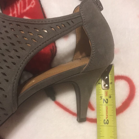 Style & Co Heels Suede like Material Dark Gray Open Toe 3”heel Zip back … - Picture 7 of 11